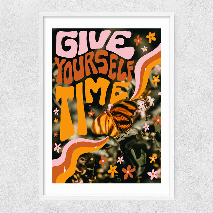 Give Yourself Time Narrow White Frame