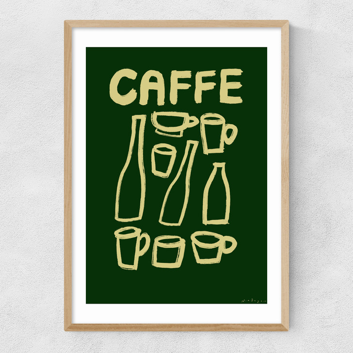 Caffe by Nia Beynon Narrow Oak Frame