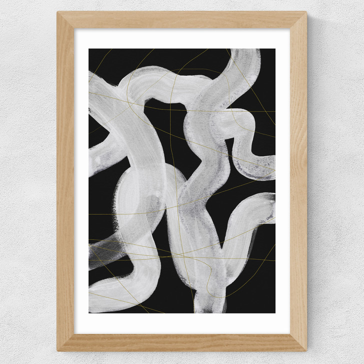 Abstract Brush Strokes 65 Wide Oak Frame Abstract Brush Strokes 65 Wide Oak Frame