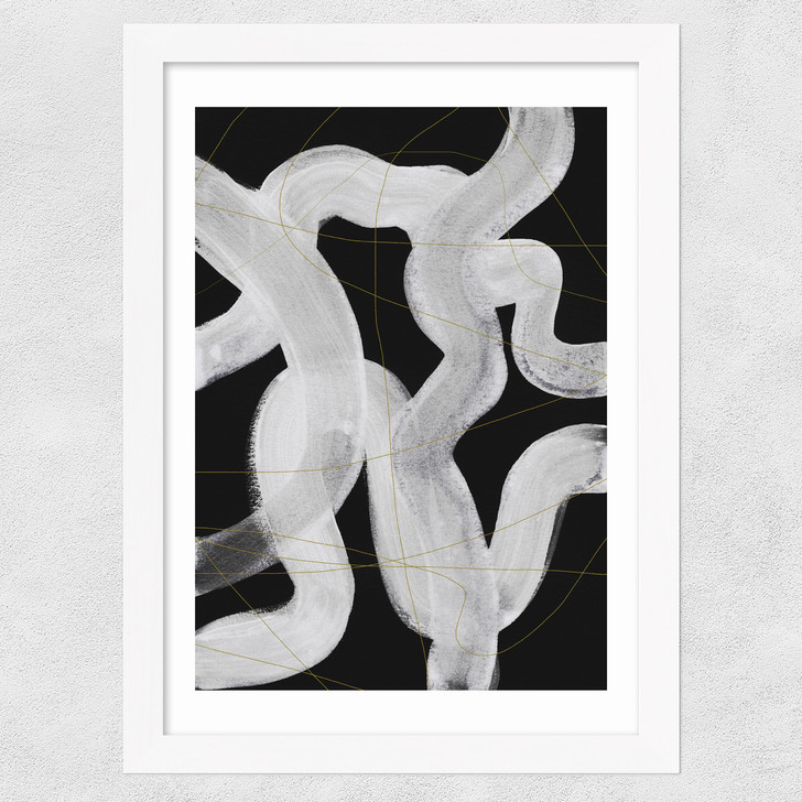Abstract Brush Strokes 65 Wide White Frame