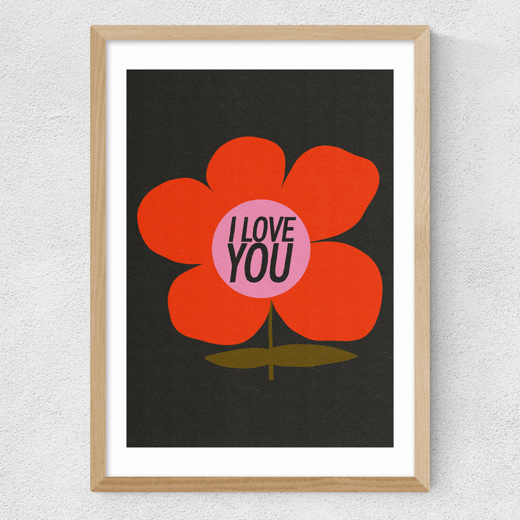 I Love You Medium Oak Frame