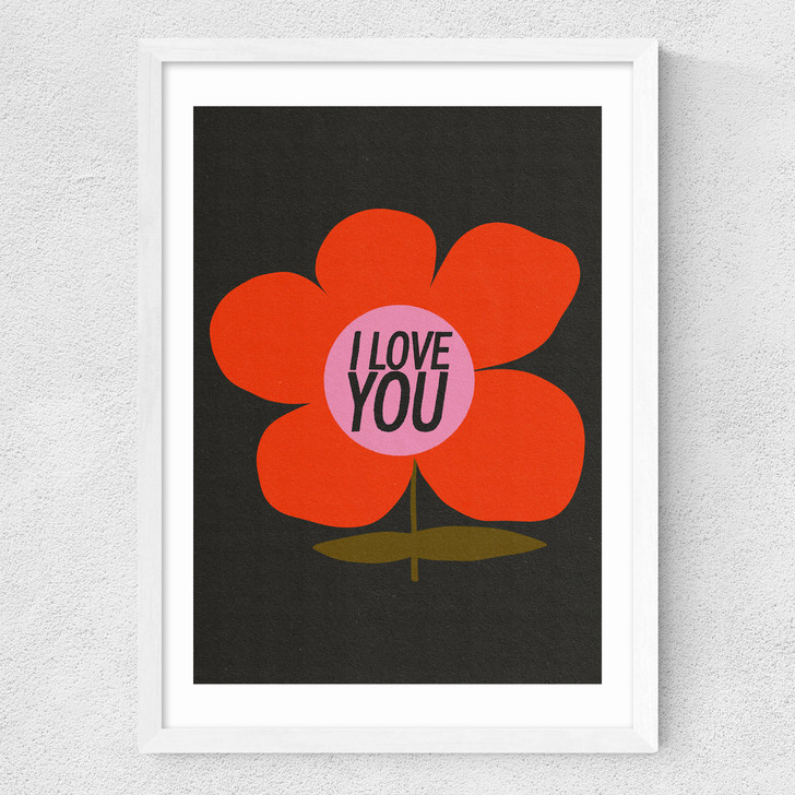 I Love You Medium White Frame