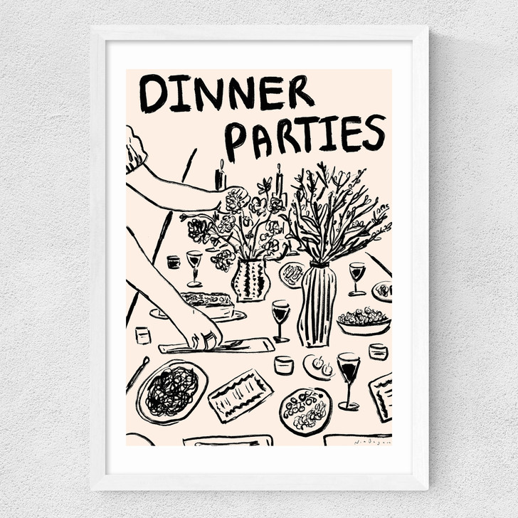 Dinner Parties Medium White Frame