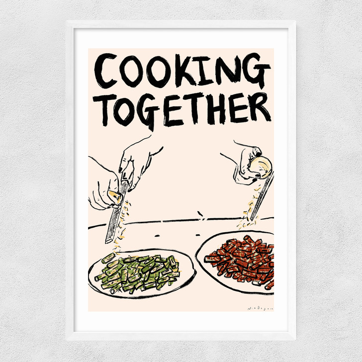 Cooking Together Narrow White Frame