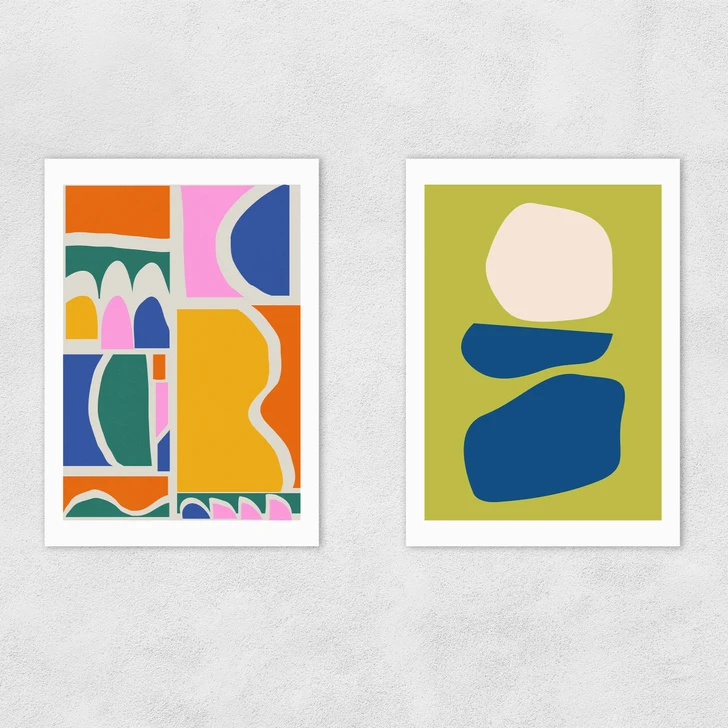 Organic Shapes Abstract Set Unframed Print