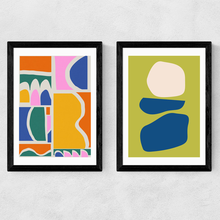 Organic Shapes Abstract Set Medium Black Frame