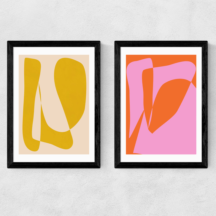 Minimalist Yellow and Pink Medium Black Frame
