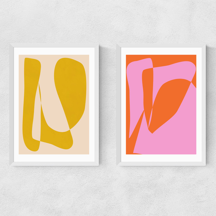 Minimalist Yellow and Pink Narrow White Frame