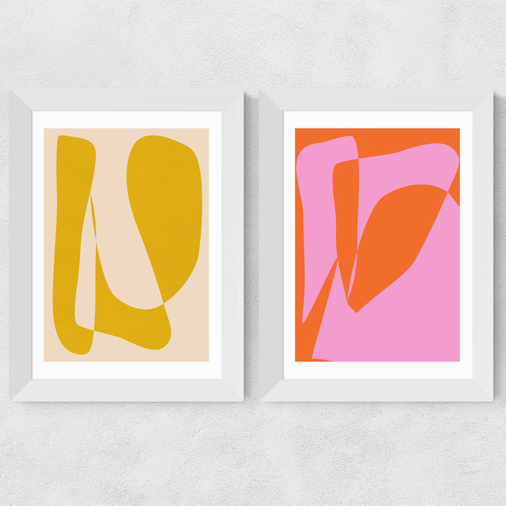 Minimalist Yellow and Pink Wide White Frame