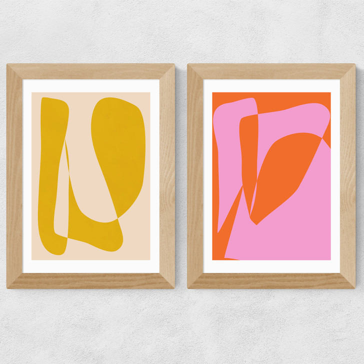 Minimalist Yellow and Pink Wide Oak Frame
