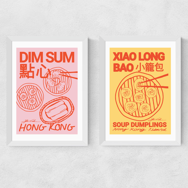 Dim Sum and Soup Dumplings Medium White Frame
