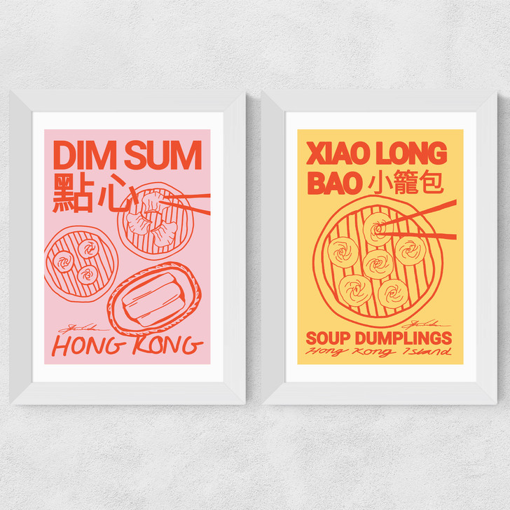 Dim Sum and Soup Dumplings Wide White Frame