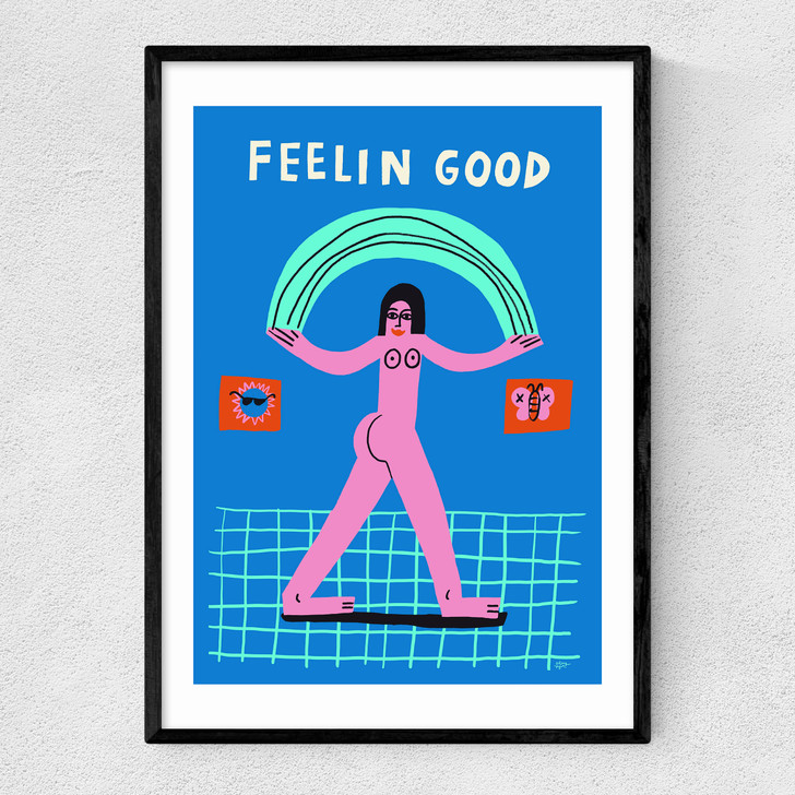 feelin good art print by aley wild in black frame