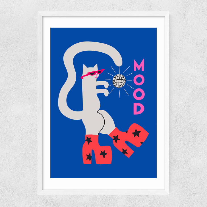 Mood Cat Narrow White Frame