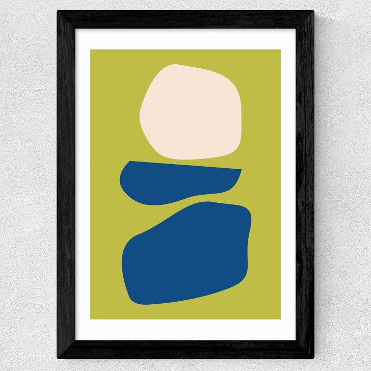 Organic Shapes Blue Lime Wide Black Frame