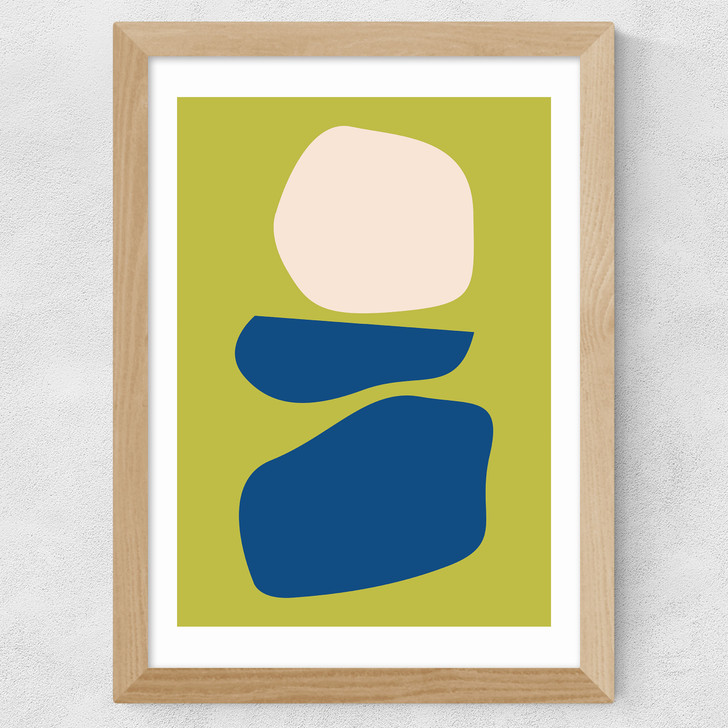 Organic Shapes Blue Lime Wide Oak Frame