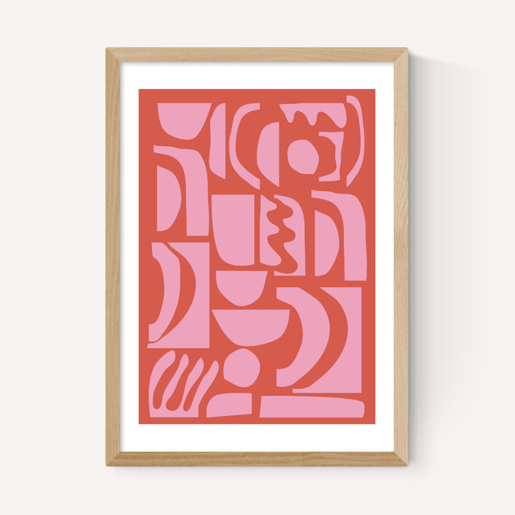 Abstract Shapes 21 in Pink and Red