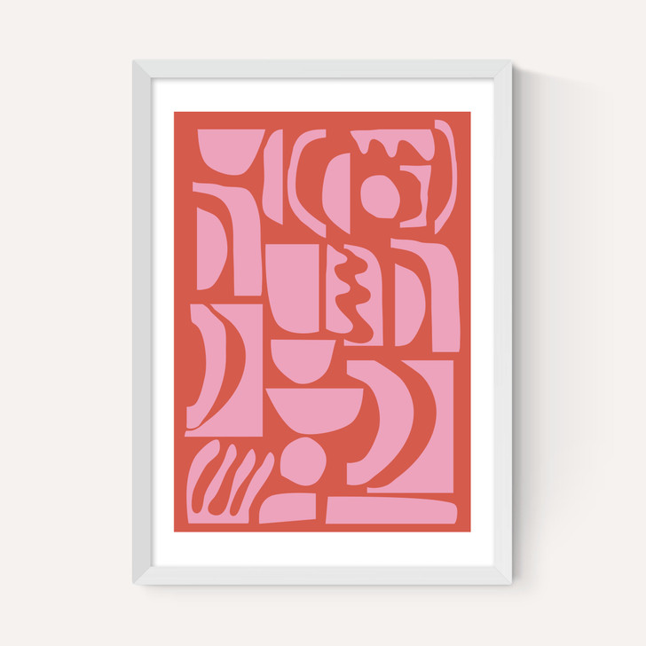 Abstract Shapes 21 in Pink and Red