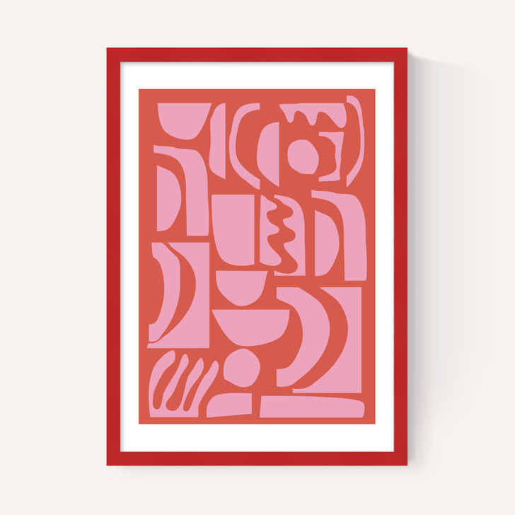 Abstract Shapes 21 in Pink and Red