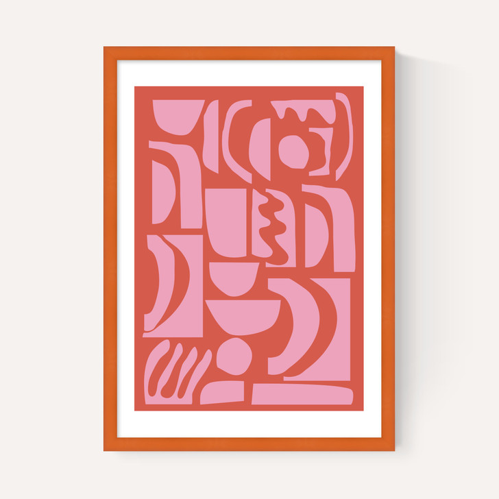 Abstract Shapes 21 in Pink and Red