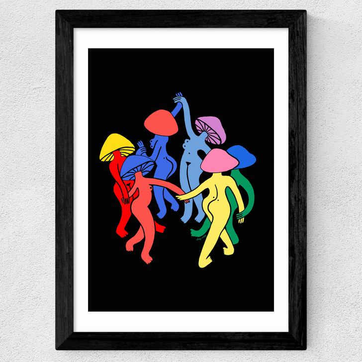 Mushroom Dance Wide Black Frame