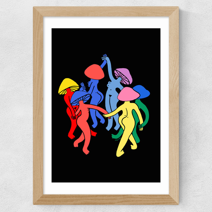 Mushroom Dance Wide Oak Frame