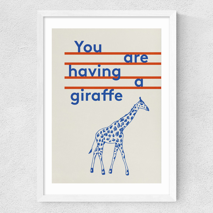 Giraffe by Don't Grow Up Medium White Frame