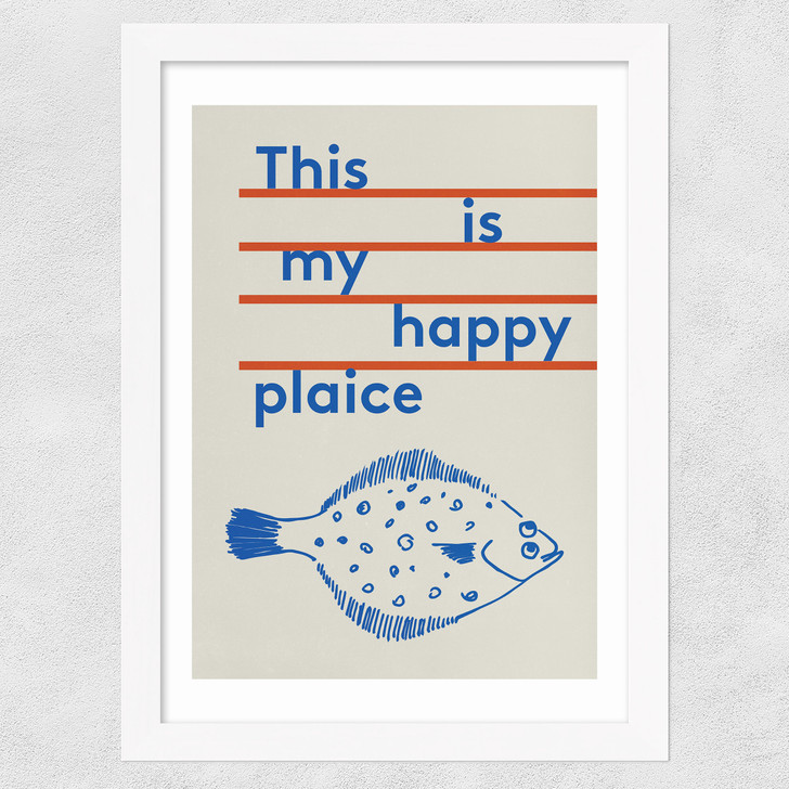 Happy Plaice Wide White Frame