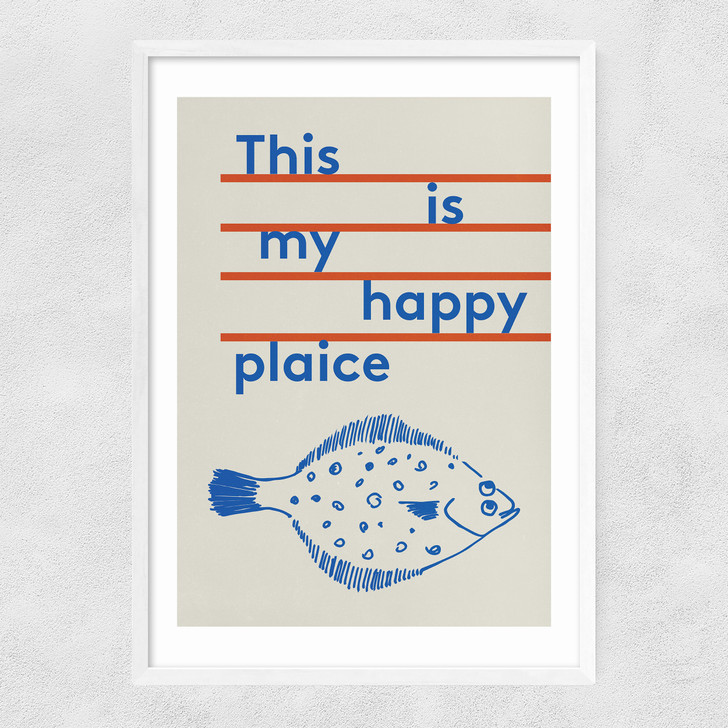 Happy Plaice Narrow White Frame