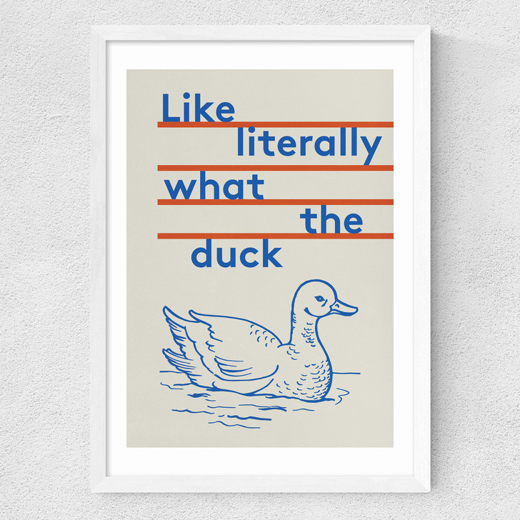 What The Duck Medium White Frame