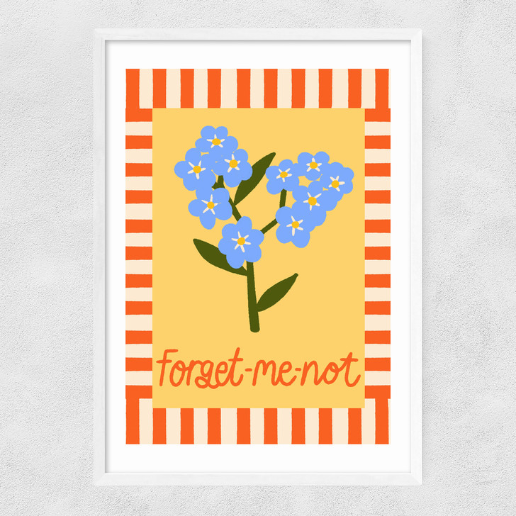 Forget Me Not Narrow White Frame
