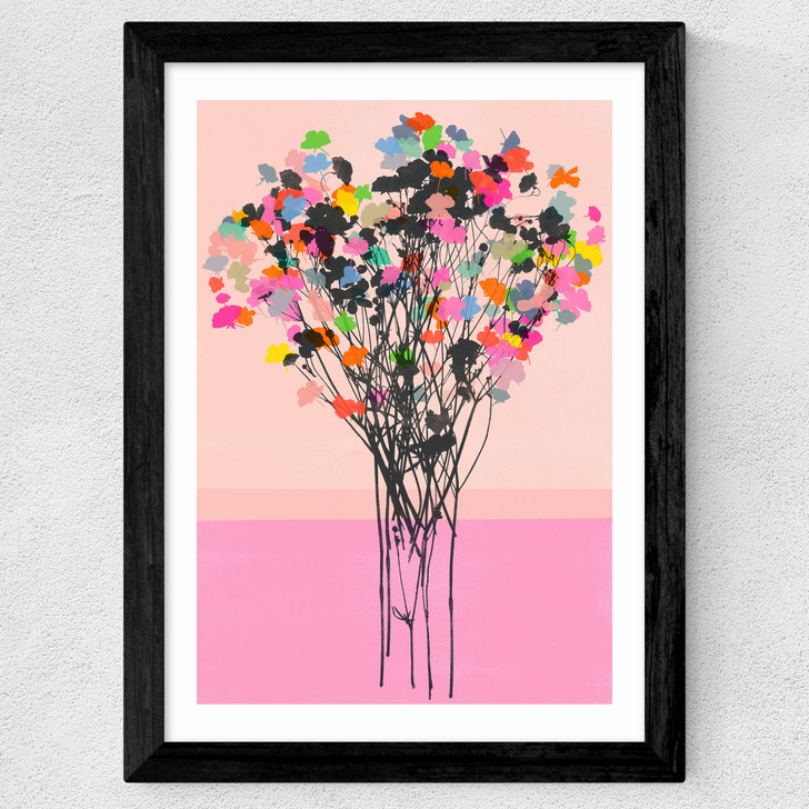 Buttercups Pink Wide Black Frame