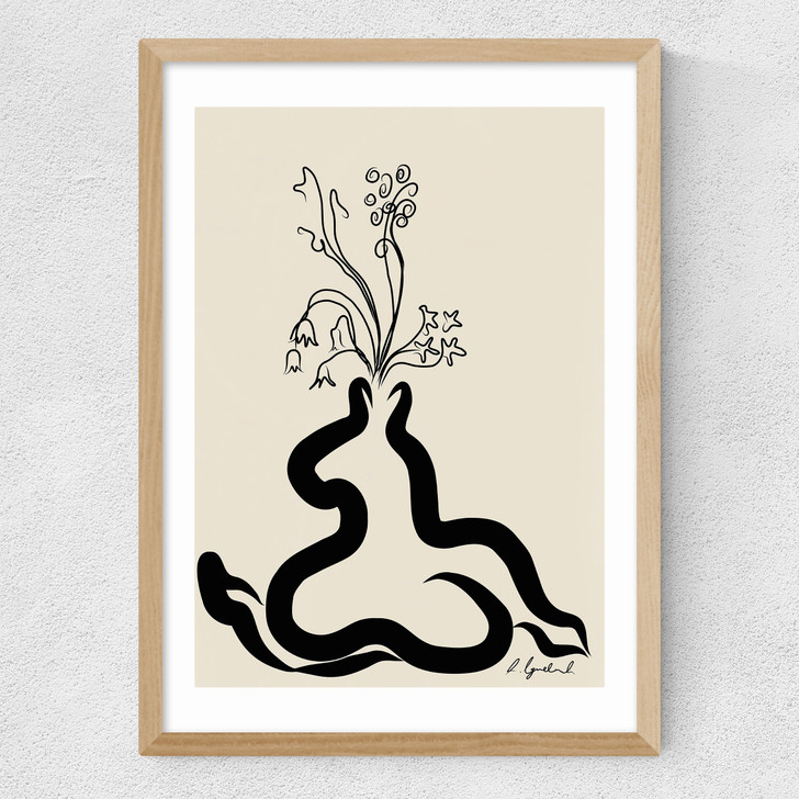 Inky Flowers Medium Oak Frame