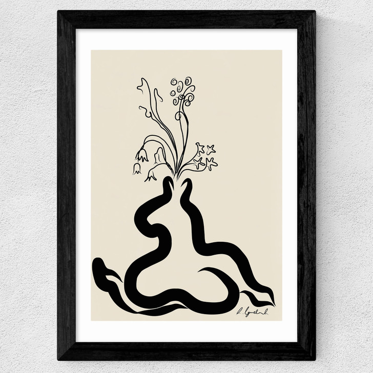Inky Flowers Wide Black Frame
