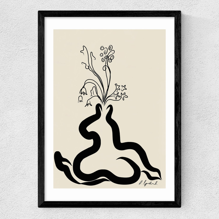 Inky Flowers Medium Black Frame