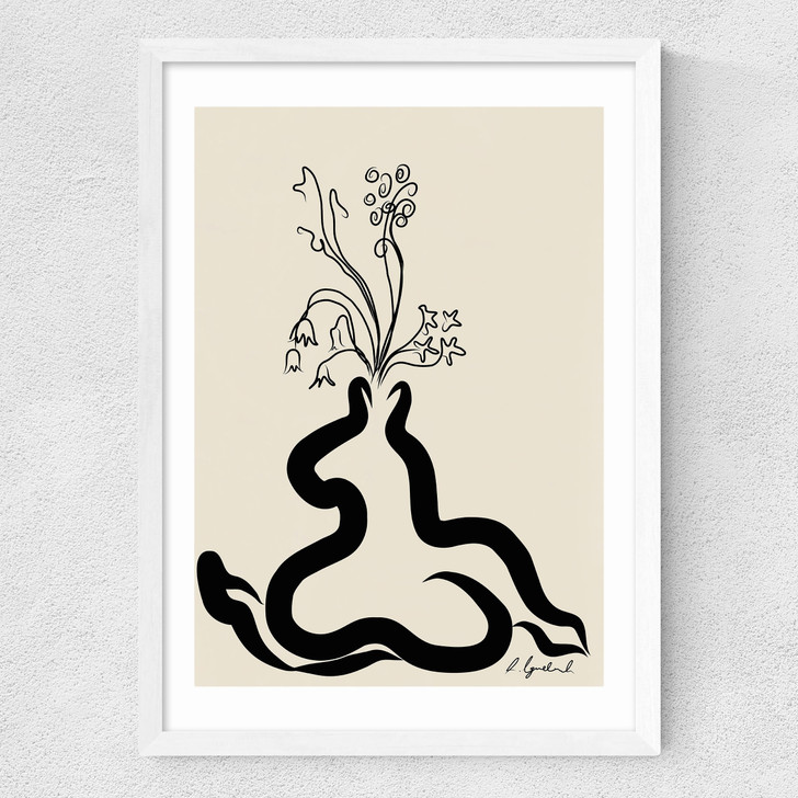 Inky Flowers Medium White Frame