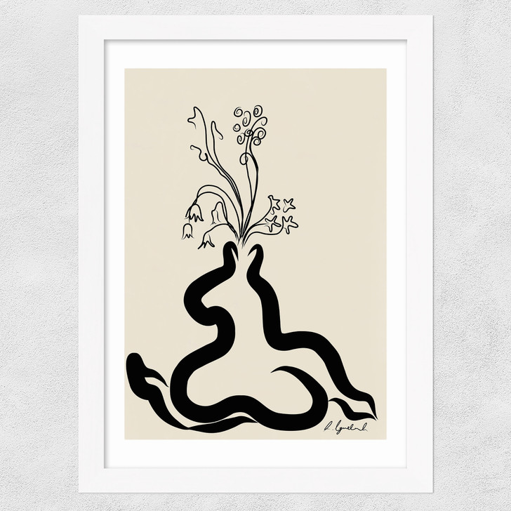 Inky Flowers Wide White Frame