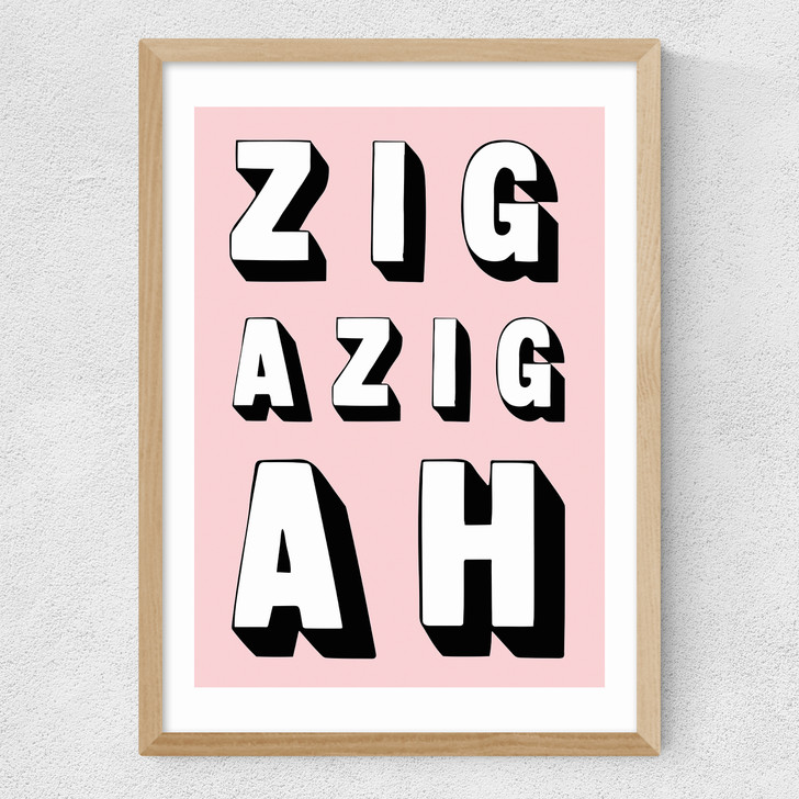Zigazigah Pink Medium Oak Frame Zigazigah Pink Medium Oak Frame
