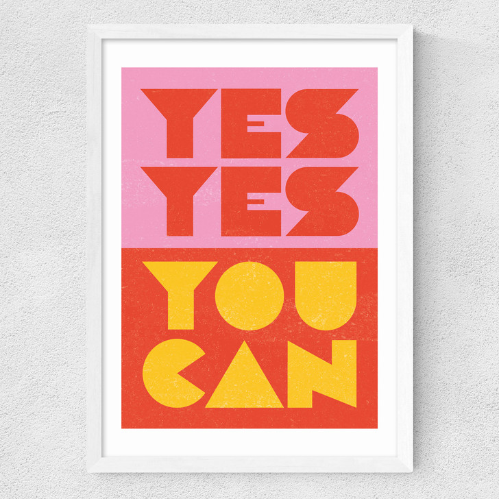 Yes by Judy Andrews Medium White Frame