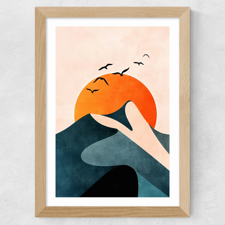 Sunset Mountain Wide Oak Frame