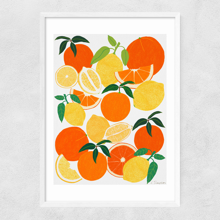 Orange and Lemon Harvest Narrow White Frame Orange and Lemon Harvest Narrow White Frame