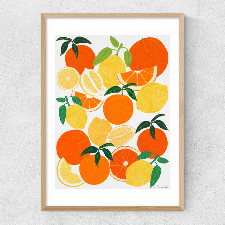 Orange and Lemon Harvest Narrow Oak Frame