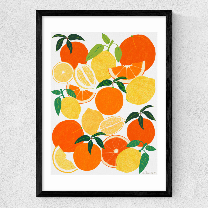 Orange and Lemon Harvest Medium Black Frame