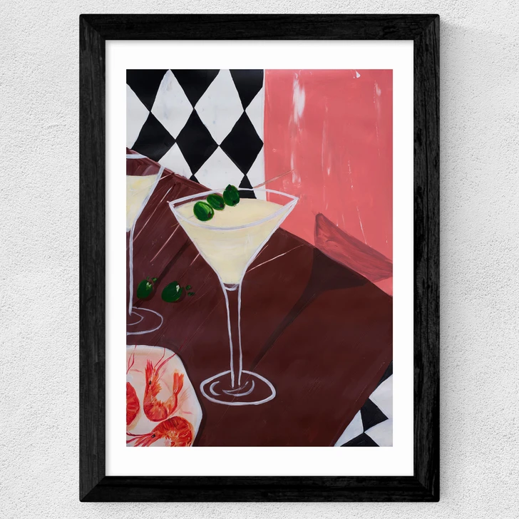 Martini + Olives Wide Black Frame