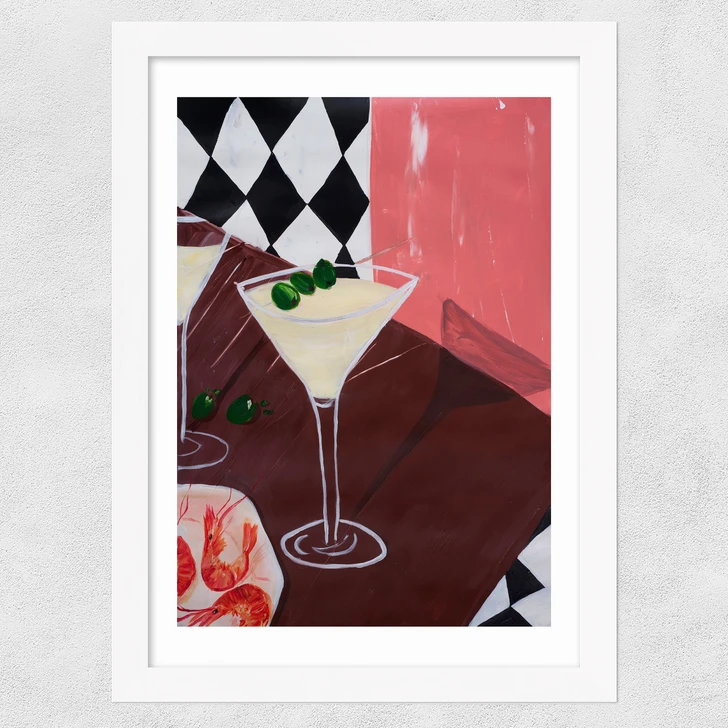 Martini + Olives Wide White Frame