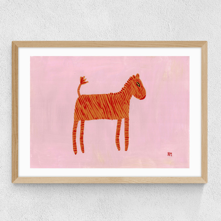 Orange Zebra Medium Oak Frame Orange Zebra Medium Oak Frame