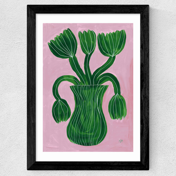 Green Flower Pot Wide Black Frame Green Flower Pot Wide Black Frame