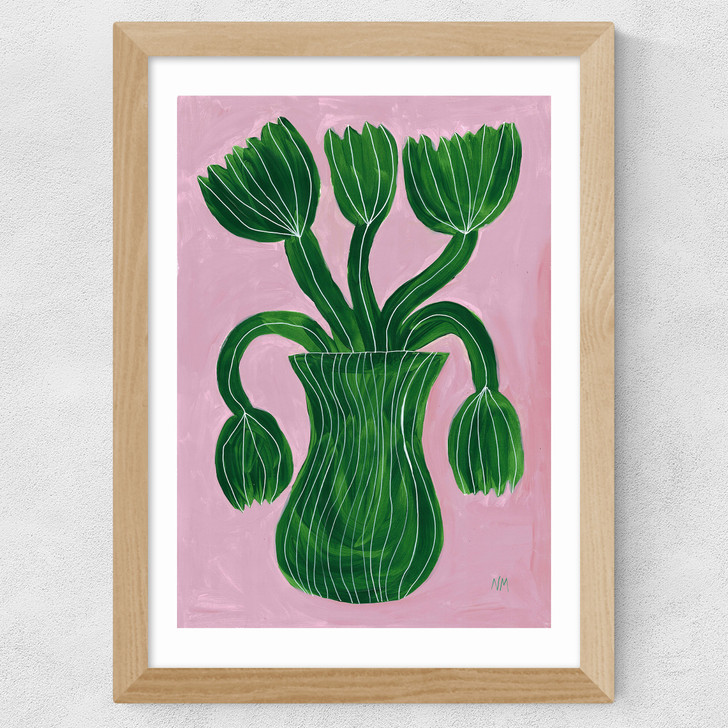 Green Flower Pot Wide Oak Frame Green Flower Pot Wide Oak Frame