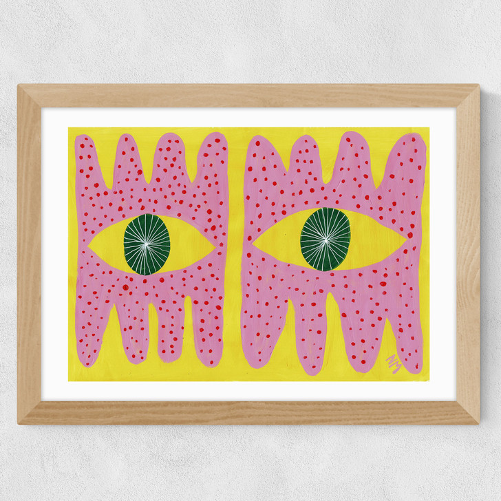 Pink Eyes Wide Oak Frame