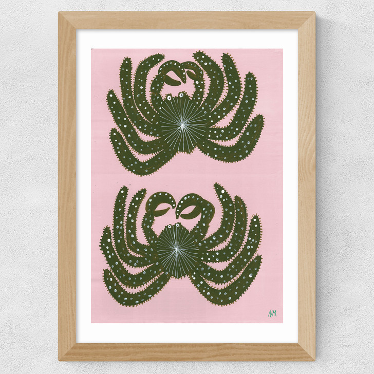 Two Green Crabs Wide Oak Frame